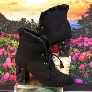 Womens Joan Boyce Faux Suede Black Boot